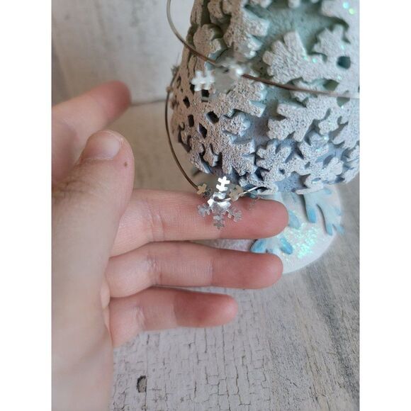 Blue white snowflake Bobble tree Xmas glitter figure Christmas - Picture 3 of 12